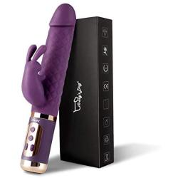 G Spot Rabbit Vibrator,360° Rotating Vibrating Dildo for Clitoris Stimulation Adult Sex Toys for Women Rechargeable Waterproof Silicone Vagina Penis-9 inch(Purple)