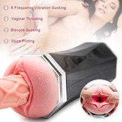 WCZYY Sucking 8 Modes Realistic Soft Vág-ina Aircr-AFT Auto Suck Vib-Ráting Masturbá-tor Cup Rotáting Sùcking Pump Másturb-ation Device Male Tshirt Sucking Silicone Couple Play