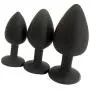 Eastern Delights Elite 3PCS Silicone Jeweled Anal Butt Plugs Anal Trainer Set, Black Sil with Clear Gem Eastern Delights Elite 3PCS Silicone Jeweled Anal Butt Plugs Anal Trainer Set, Black Sil with Clear Gem