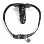 Yove Lockable Realistic Dildo Penis Mouth Gag with Lock Adjustable Bondage Leather Strap On BDSM Adult Sex Toy Black