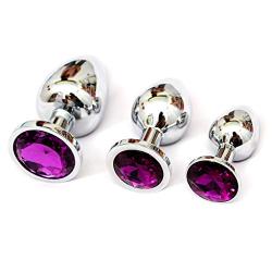 Batyuery 3 Pcs Crystal Amal Plug Round Shaped Base with Jewelry Butt Six Kit for Men Amal Play