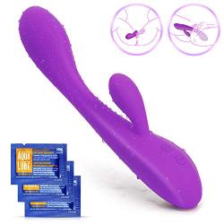 G Spot Rabbit Vibrator Waterproof Medical Silicone Rechargeable Massage Wand - Clit G Spot Stimulator Men Women Toy (Purple)