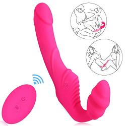 YEVIOR Double-end Strapless Wearable Dildo for Lesbian, 9 Speed Remote Control G-spot Vibrator Sharing Sex Toy for Women Couples