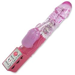 LeLuv Rabbit Vibrator Rotating Pearls Multispeed Clitoral Tickler Pink