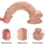 Realistic Dildo for Women with Flared Suction Cup Base Flexible Cock with Curved Shaft and Balls for Vaginal G-spot and Anal Play 10 Inch (Beige)