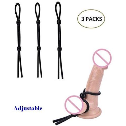 3 Packs Adjustable Dual Cock Ring Soft Silicone Time Delay Erection Cock Rings for Men Adult Penis Rings Thread Sex Toy Ring Penis Cock Ring