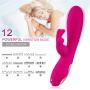 Waterproof USB Magnet Charging Wand Massager, With 12 Powerful Vibration Frequencies, Muscle Handheld and Sports Recovery - Rose Red
