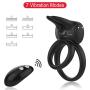 Cock Ring Vibrator with Rabbit Ears Double Ring 7 Vibration Modes for Men, PALOQUETH Rechargeable Vibrating Penis Ring Couples Vibrator for Partner Pleasure, Waterproof Wireless Remote Control