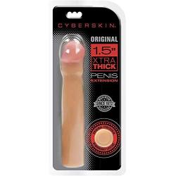 CyberSkin Original 1.5 Inch Xtra Thick Penis Extension Light, Male Penis Enhancer Enlarger Intercourse Stimulator, 0.05 Pound