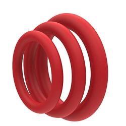 Super Soft Red Cock Ring Erection Enhancing 3 Pack by Lynk Pleasure Products, 100% Medical Grade Pure Silicone Penis Ring Set for Extra Stimulation for Him - Bigger, Harder, Longer Penis