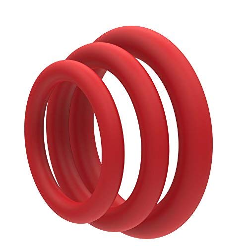 Super Soft Red Cock Ring Erection Enhancing 3 Pack by Lynk Pleasure Products, 100% Medical Grade Pure Silicone Penis Ring Set for Extra Stimulation for Him - Bigger, Harder, Longer Penis