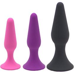 Velvet Soft Butt Plug Anal Training Kit + Ultimate Guide to Anal Sex for Women - Set of 3 Plugs - 3 Different Sizes from Small to Large - A key to Anal Sex - Comes in 3 Vibrant Colors