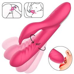 Rotating Rabbit Vibrator for G Spot Clitoris Stimulation with Bunny Ears, 3X7 Strong Rotation Vibration Modes Waterproof Dildo Vibrator Adult Toys for Women