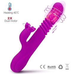 JunRP 10 Frequency Thrusting Monster Fluttering Vibrantor Rabbit Body Msaager - Waterproof & Slient, Best Gift for Lover - Purple