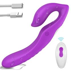 WEI EI Waterproof Dual Motor Silicone Vib Stimulator Remote Control 9 Speeds Msager USB Rechargeable for Women (Purple)