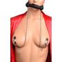 Strict Silicone Bit Gag with Nipple Clamps