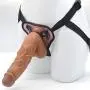 HYLHYL5-F Sǒft Běndǎblě Stǐck, Ultra-Lifelike Fantasy Perfect Sleeve Extender for Women Silicone with Strong Suction Cup PVC+ Artificial Leather Pants Brown Overall Length: 23cm