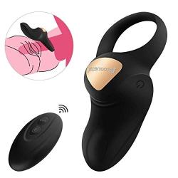 Vibrating Cock Ring for Men with 10 Vibration Modes Wireless Remote Control, PALOQUETH Silicone Rechargeable Male Penis Ring Vibrator for Couples Play, Waterproof