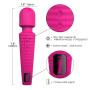 Wand Massager, Cordless Personal Wand Massager, 9 Mode Vibrating Wand, Quiet Waterproof Handheld Powerful Therapeutic Rechargeable, Shoulder Massager for Sports Recovery & Muscle Aches - Pink