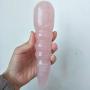 7 inches Rose Quartz Crystal Massage Wand Spiral Shape Yoni Pleasure Wand