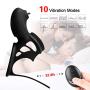 Vibrating Cock Ring Vibrator with Mini Tongue Vibrator Sex Toys for Male or Couples, Wireless Control 10-Speed Silicone Penis Ring Enhancer C Ring Vibrator Male Masturbator for Longer Harder Erections