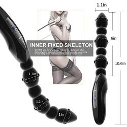 Vibrating Anal Beads Anal Vibrator Prostate Massager Butt Plug Flexible Silicone 10 Vibration Modes Anal Stimulator Sex Toy Rechargeable Waterproof Bullet Vibrator for Men Women and Couples