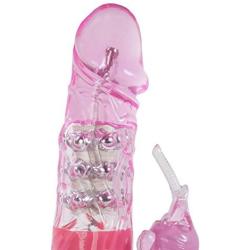 LeLuv Rabbit Vibrator Rotating Pearls Multispeed Clitoral Tickler Pink