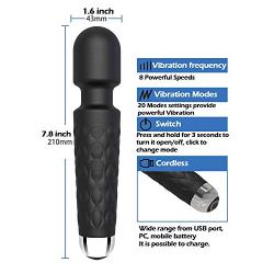 Wand Massager with 20 Vibration Modes, Rechargeable Wireless Compact,Waterproof, Neck Shoulder Back Body Massage, Sports Recovery & Muscle Aches