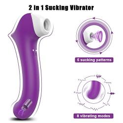 Personal G Spot Vibrator Clitoral Sucking Vibrator, PALOQUETH Waterproof Adult Oral Sex Toys Dildo Vibrator for Women Couples Clit Nipple Stimulation with 5 Powerful Suctions 8 Vibration Modes