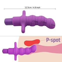 Anal Sex Toy - Wavy Butt Plug Vibrator 7 Stimulation Speeds Silicone Vibrating Prostate Massager Anal Trainer (Purple)