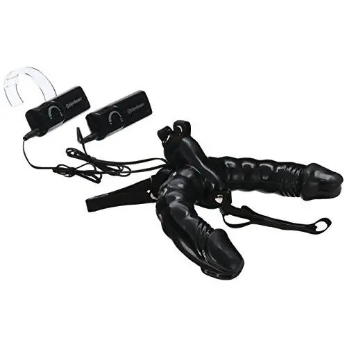 Pipedream Fetish Fantasy Series Vibrating Double Delight Strap-On, Black Pipedream Fetish Fantasy Series Vibrating Double Delight Strap-On, Black