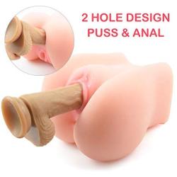 Male Masturbator - Feelingirl 3D Realistic Pussy Ass and Silicone Vagina Butt Anal Adult Products Sex Toys with 2 Hole for Men Masturbation