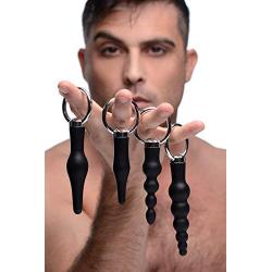 Master Series 4 Piece Silicone Anal Ringed Rimmer Set, Black