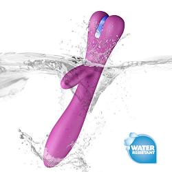 Waterproof Rabbit Vibe Dildo by ALOFA Waterproof G Spot Clitoris Stimulator with 10 Powerful Vibration Modes Bunny Vibrator for Exciting Stimulation- Ideal Sex Toy for Starters (Purple)