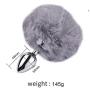 Funny Rabbit Bunny Tail Metal Device Toy Valentines Day present Bunny Anal Plug Tail (L, Gray)