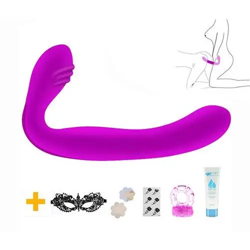 A-dult Female Vibrating Strapless Strap-On Double Penetration for Game (Purple) A-dult Female Vibrating Strapless Strap-On Double Penetration for Game (Purple)