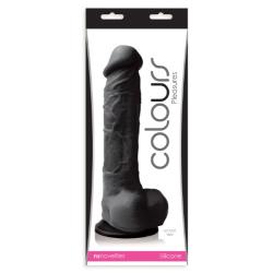 Colours Pleasures Silicone Dong Dildo, Black, 8 Inch