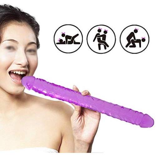(J145)13 in Female Personal Mǎssǎger Flexible Silicone Dî`ld.ɔ Massager Wand for Women Man - Purple (Purple-1)