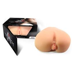 Sexy Realistic Ass and Pussy Male Masturbator - Ribbed Anal and Vagina Stroker - Sex Toy for Men (Natural)