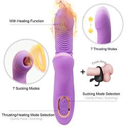 Sucking Toys with 7 Frequency Thrusting & Sucking Modes,Waterproof Handheld Wand Massager with Heating, Medical Silicone,USB Rechargeable