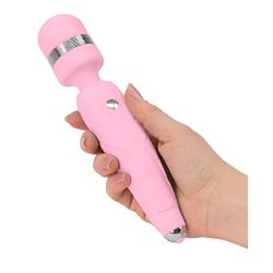 Pure Love Silicone Vibrating Wand and Personal Massager, Pink Color, Rechargeable and Multi-Speed with Swarovski Crystal Button, Quilted Handle, Adult Sex Toy, Body Massager