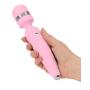 Pure Love Silicone Vibrating Wand and Personal Massager, Pink Color, Rechargeable and Multi-Speed with Swarovski Crystal Button, Quilted Handle, Adult Sex Toy, Body Massager