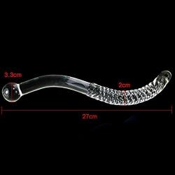 Crystal Glass Pleasure Wand Dildo Penis - AKStore - Smooth Glider Curved Glass,Clear