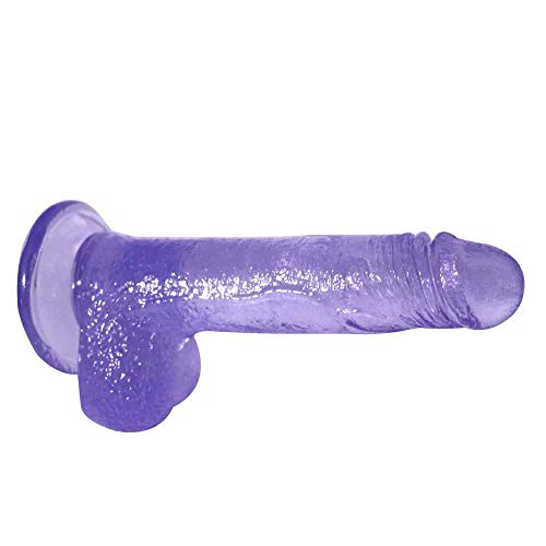 CAOFENGQI-FENGAOIQ Realistic Private Toy Vibrant Seambet Gift for Beginners with Suction Cup, Transparent Purple 7 Inch Massager for Couple and Women Rocket Toy for Women