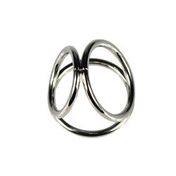 Men Metal Penis Delay Cock Ring Triple Stainless Steel Cock Ball Stretcher Delay Ring Rooster Three Penis Delay Ring (S)