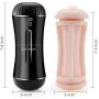 Realistic Male Masturbator Cup with Porn Star Audible Moans, PALOQUETH Dual-Sided Vagina Anus Silicone Sleeve with 10 Vibration Modes for Thrilling Arousal