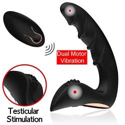 Orlupo Dual Motors Vibrating Anal Vibrator for Men with Remote Control, Anal Vibrators Vibrating Butt Plug Dildo Prostate Massager Stimulator, Adult Male Anal Sex Toys for Men Women and Couples