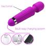 Waterproof |Powerful | Cordless Vibrating Mini Wand Massager | For Muscle Aches & Sports Recovery | Multi speed | Travel Friendly | Muscle Pain | Body-Safe Silicone | Wireless Fast Rechargeable Purple