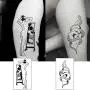 Ooopsiun 25 Sheets Waterproof Temporary Tattoos For Women Girls and Men, Black Temporary Tattoo Fake Tattoos Body Art Sticker Flower Whale Cat