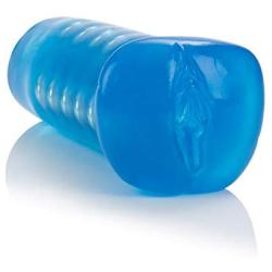 CalExotics Basic Essentials Beaded Masturbator - Male Silicone Masturbation Sleeve - 5 Inch Ribbed Pocket Puss - Adult Male Sex Toy - Blue